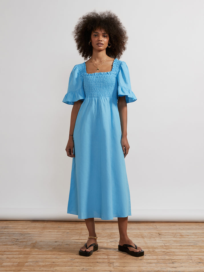 Arabella Azure Blue Midi Dress
