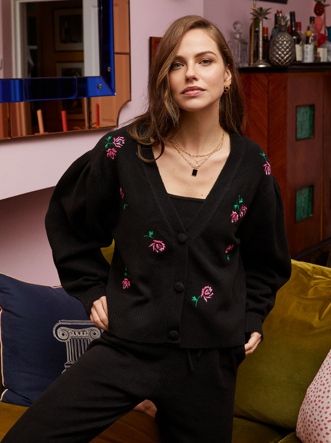 Beth Rose Embroidered Cardigan