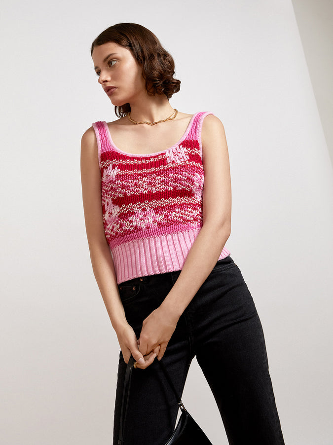 Blair Pink Floral Cotton Knit Cami by KITRI Studio