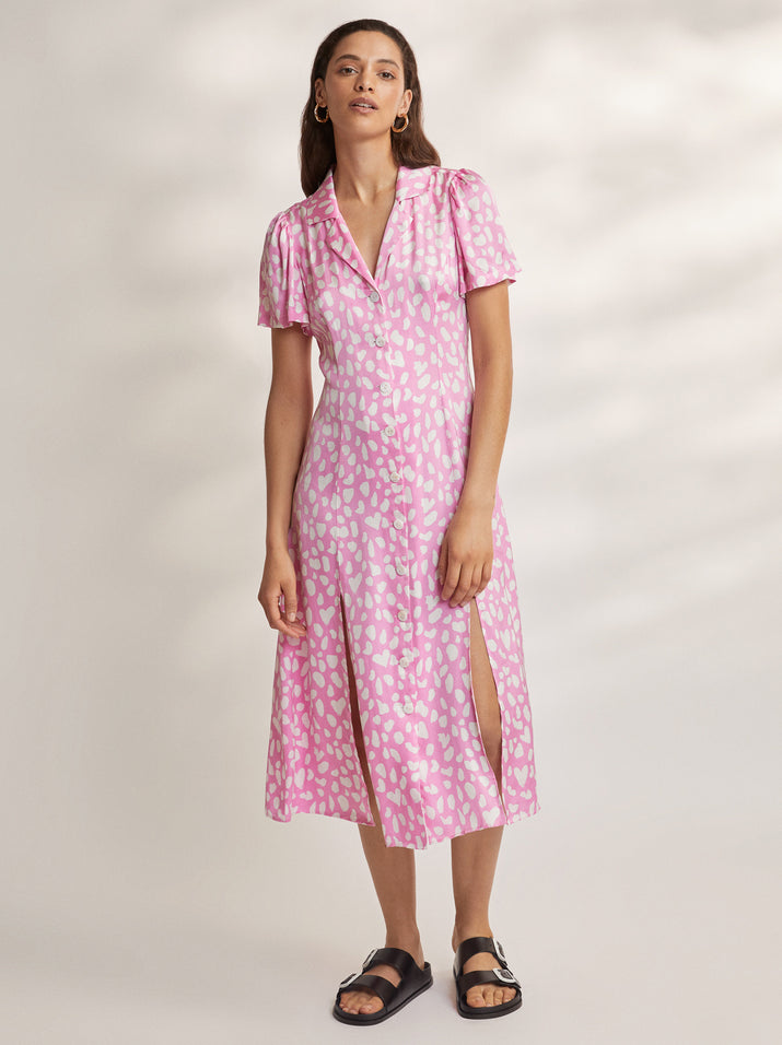 Calley Pink Animal Shirt Dress by KITRI Studio