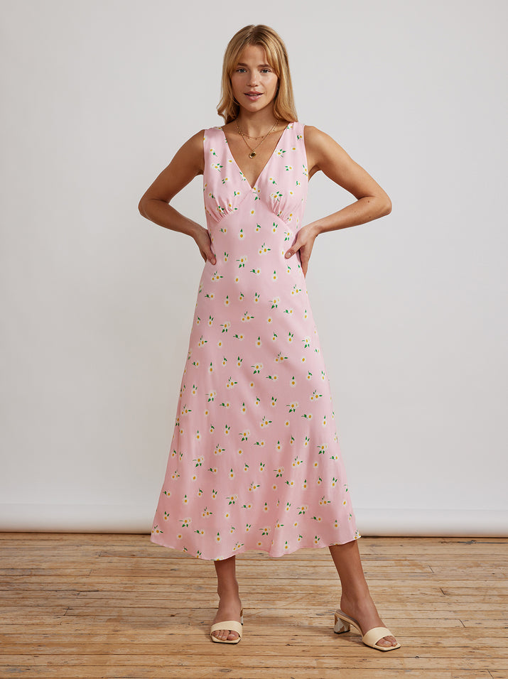 Claire Pink Daisy Slip Dress