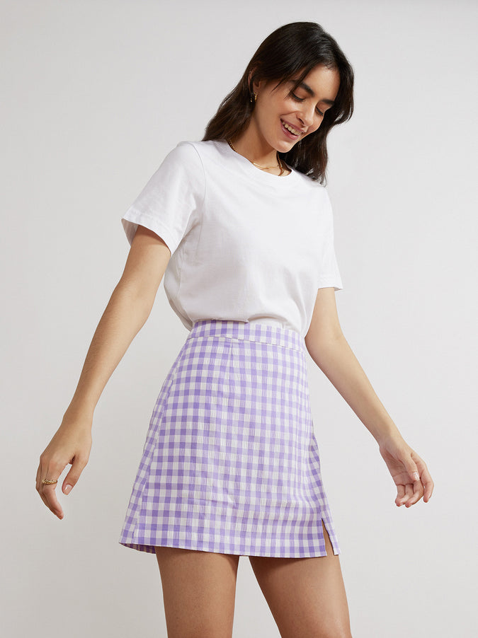 Colette Lilac Check Seersucker Mini Skirt