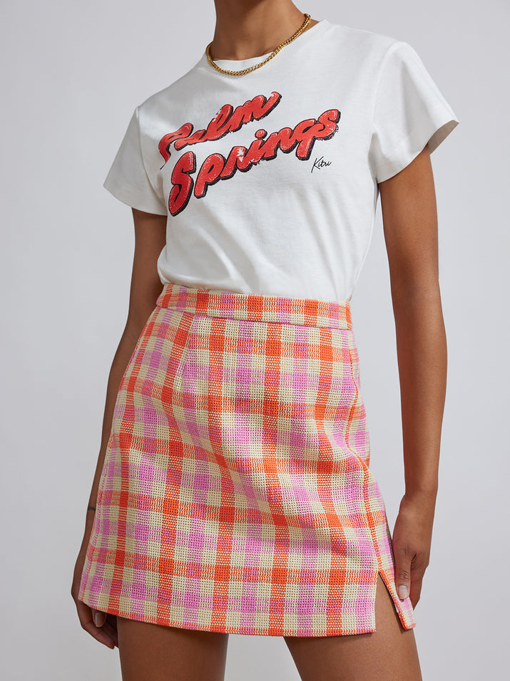 Colette Orange And Pink Check Mini Skirt