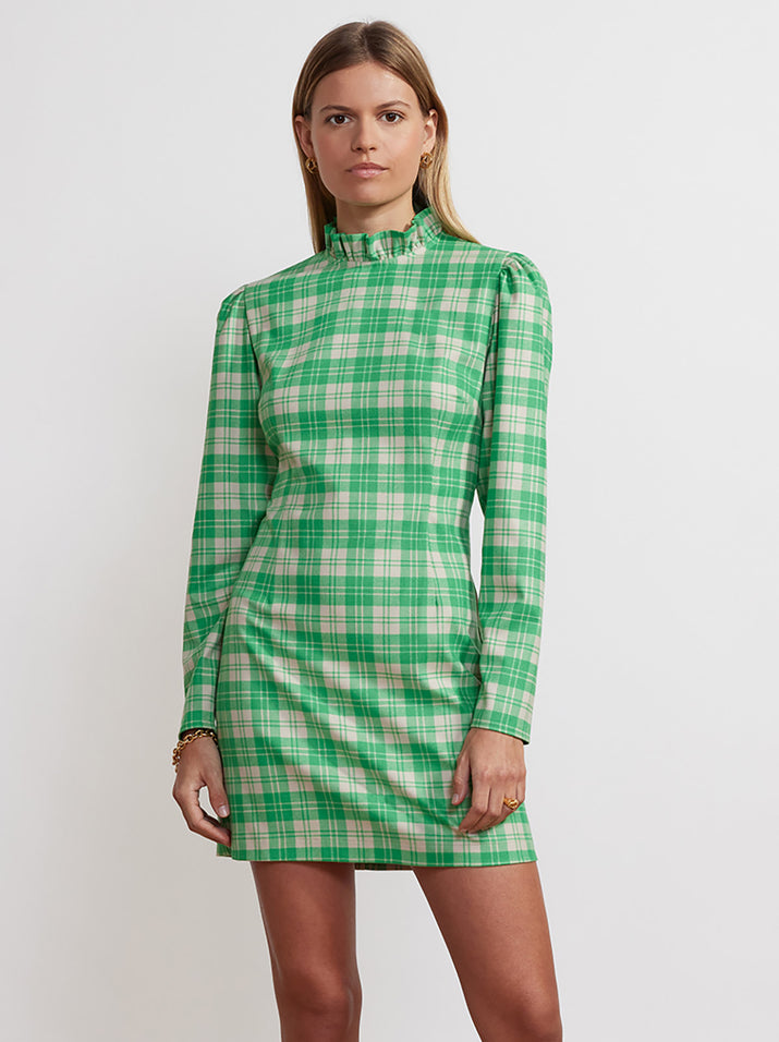 Danika Green Check Flannel Mini Dress