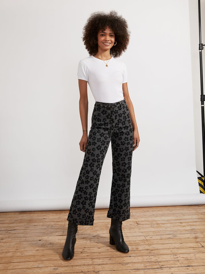 Faith Grey Floral Printed Trousers by KITRI Studio