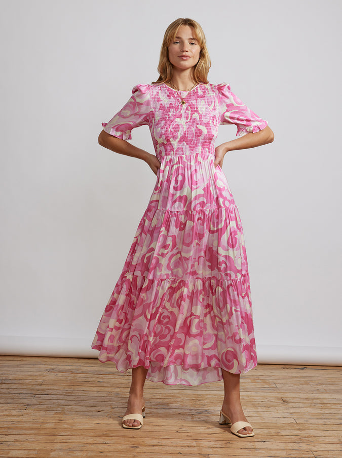 Gracie Pink Floral Swirl Dress