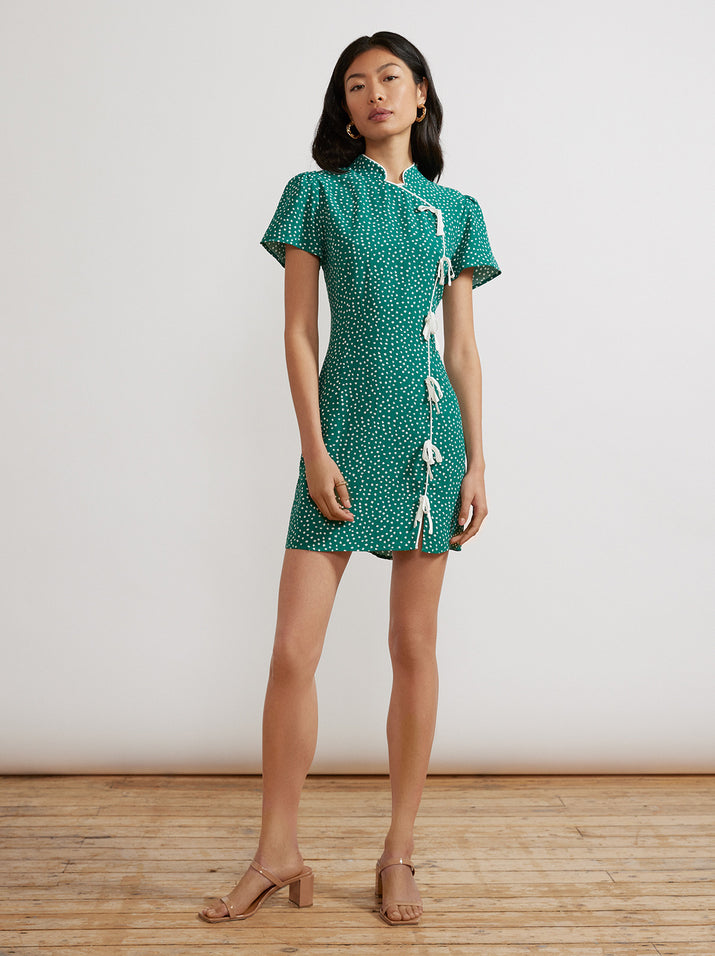 Harlow Green Spot Mini Dress by KITRI Studio