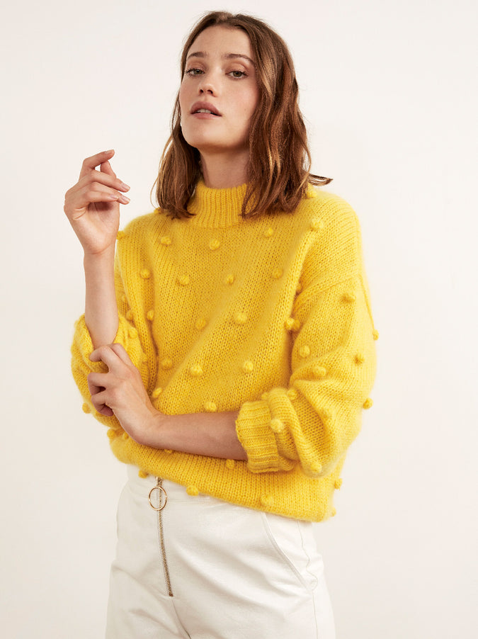 Josephine Yellow Mohair Bobble Sweater by KITRI Studio
