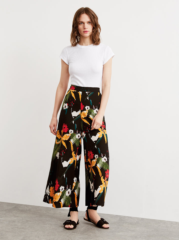 Ada Floral Printed Culotte Wide Leg Trousers by KITRI Studio