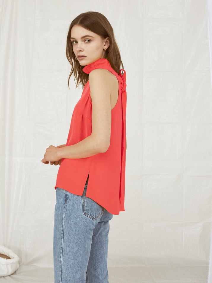 Anita Poppy Ruffle Neck Top