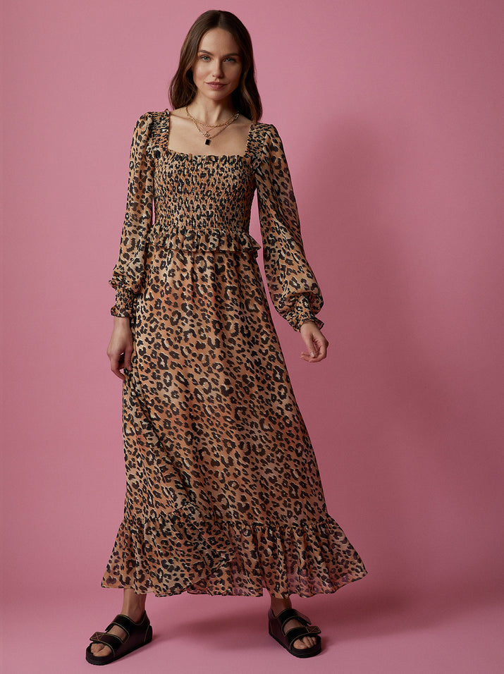 Lauren Animal Print Smocked Dress by KITRI Studio