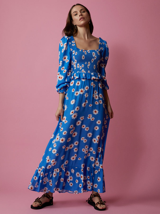 Lauren Blue Daisy Smocked Dress by KITRI Studio