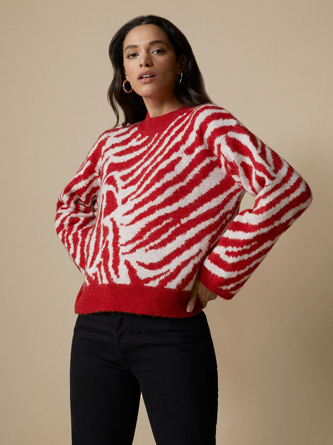 Reese Red Animal Sweater by KITRI Studio