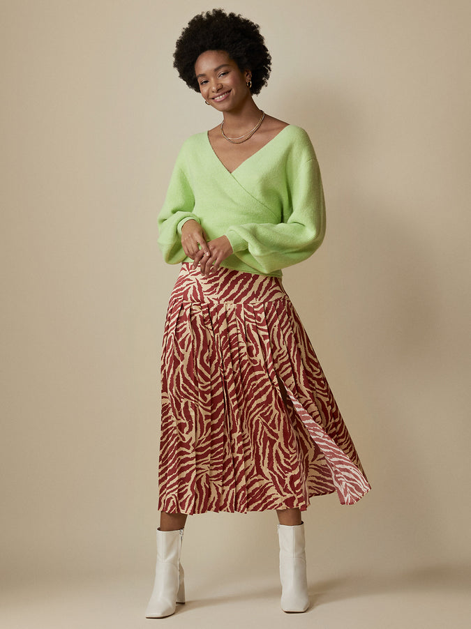 Renata Animal Print Pleated Skirt by KITRI Studio