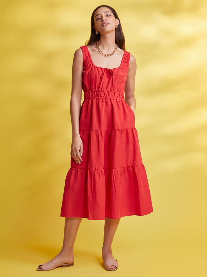 Lucia Red Linen Dress by KITRI Studio