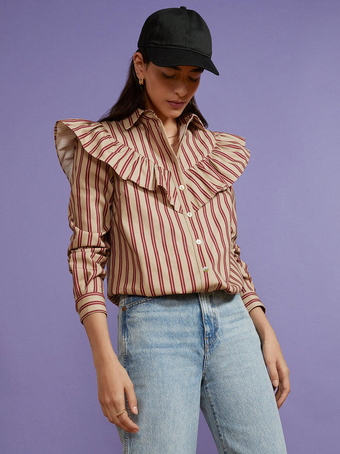 Lucinda Striped Canvas Frilled Shirt