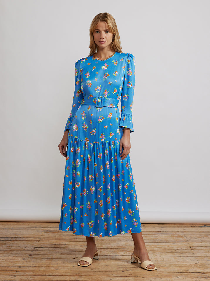 Luna Blue Daisy Midi Dress