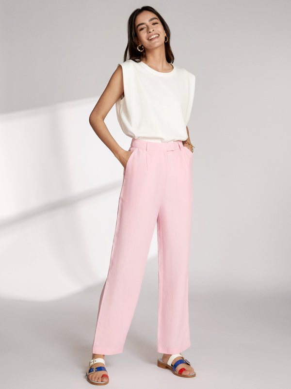Lupeta Pink Linen Trousers by KITRI Studio