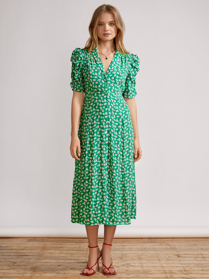 Maguire Green Floral Tea Dress by KITRI Studio