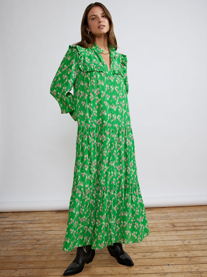 Mandy Green Floral Shirt Dress by KITRI Studio
