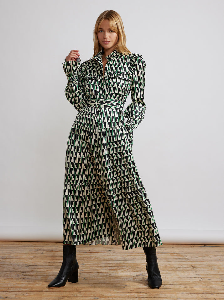 Mandy Green Tile Print Maxi Dress by KITRI Studio