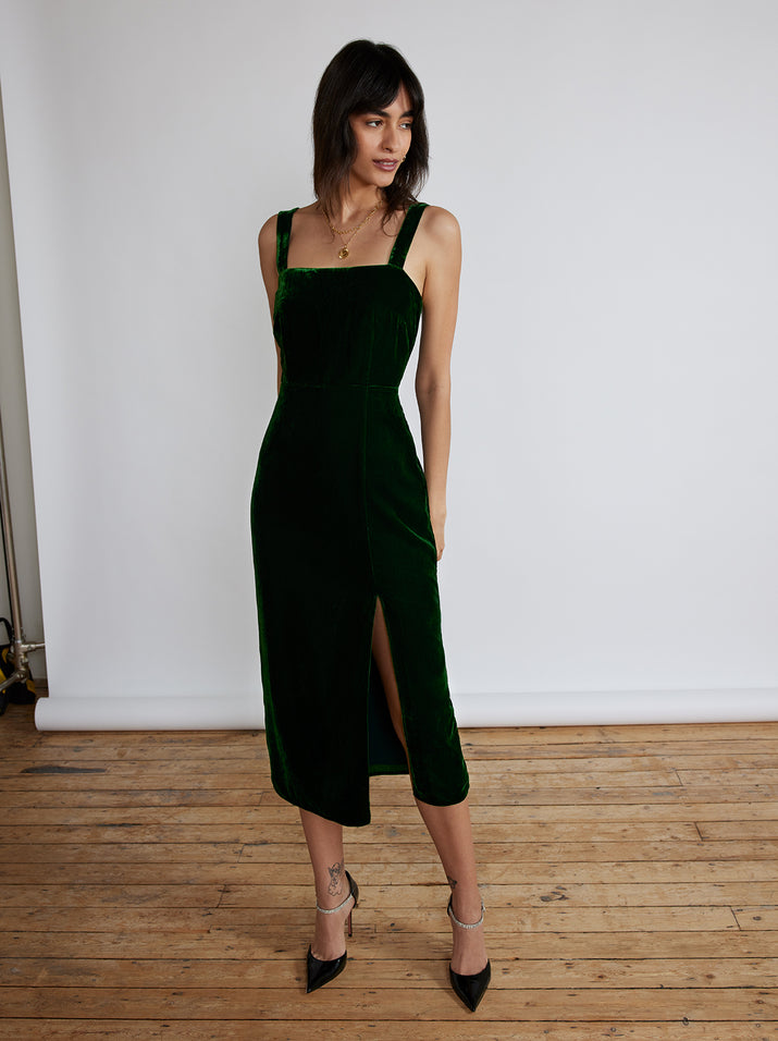 Mara Green Velvet Dress by KITRI Studio