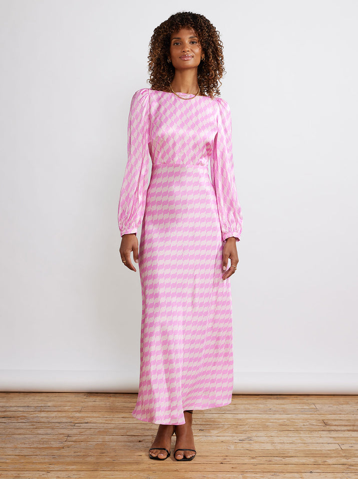 Megan Pink Wavy Tile Dress by KITRI Studio