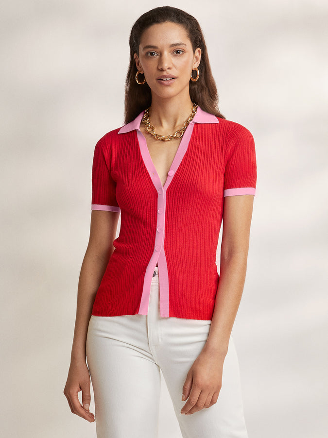 Norma Knitted Polo Top by KITRI Studio