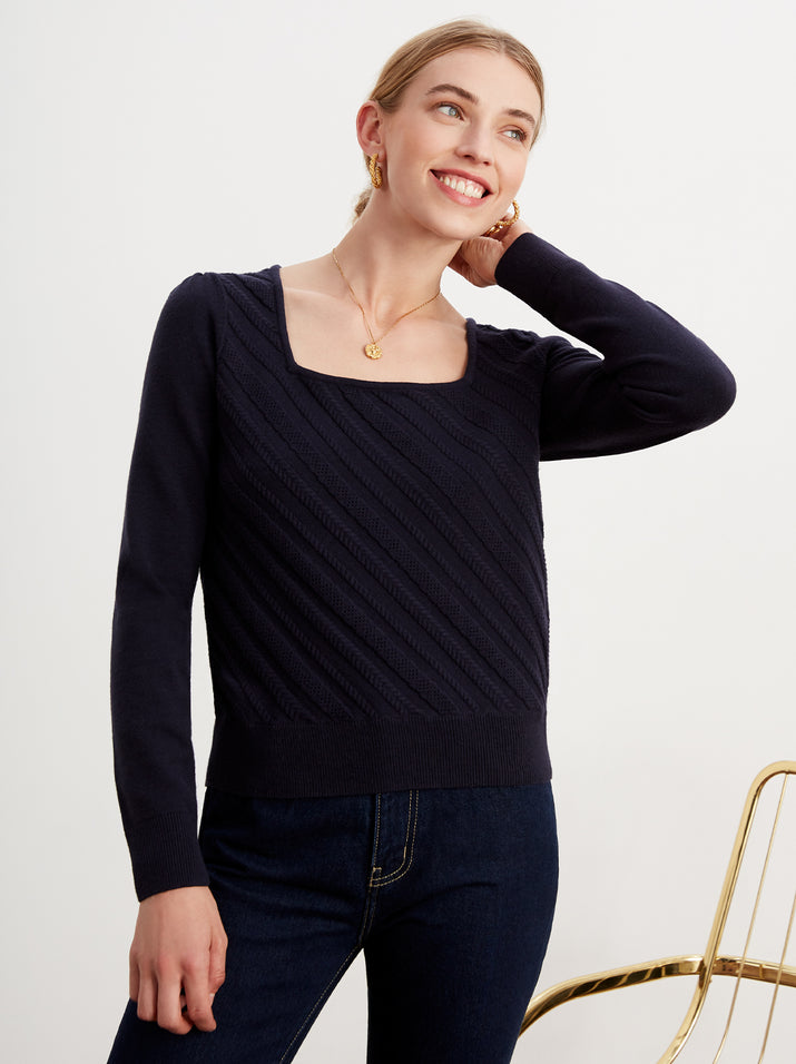 Raven Navy Cable Knit Jumper by KITRI Studio