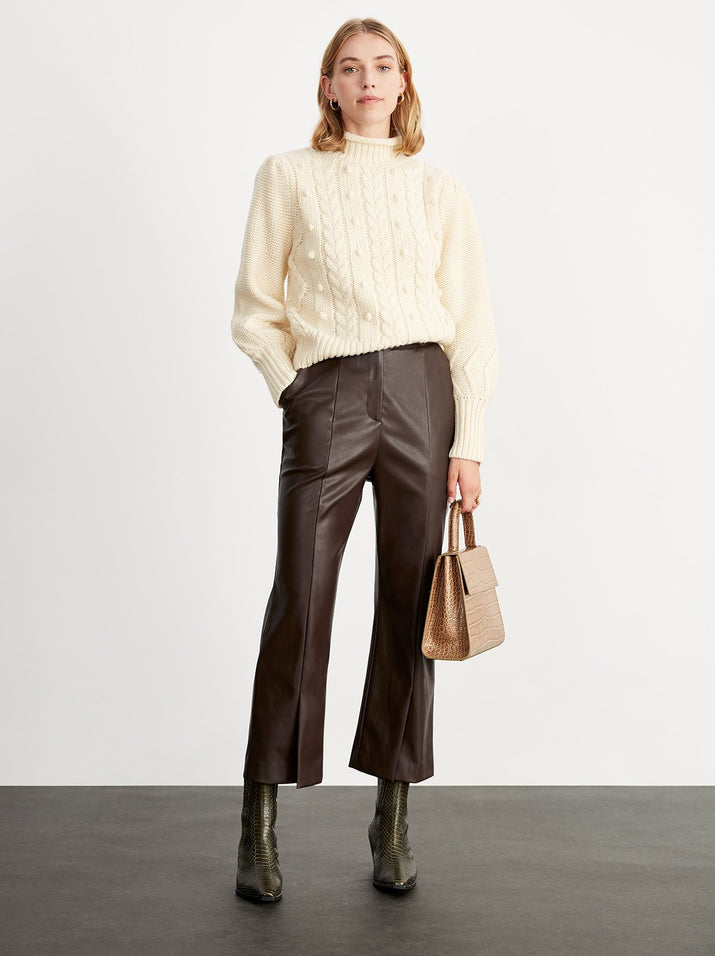 Roberta Brown Faux Leather Trousers by KITRI Studio 