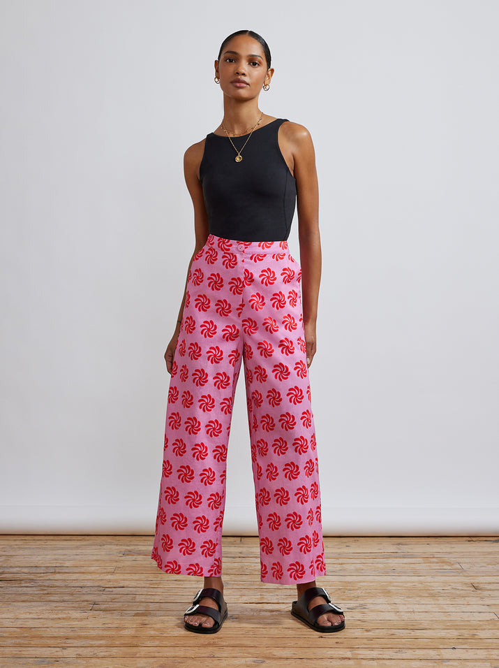 Romina Pink Geo Floral Trousers