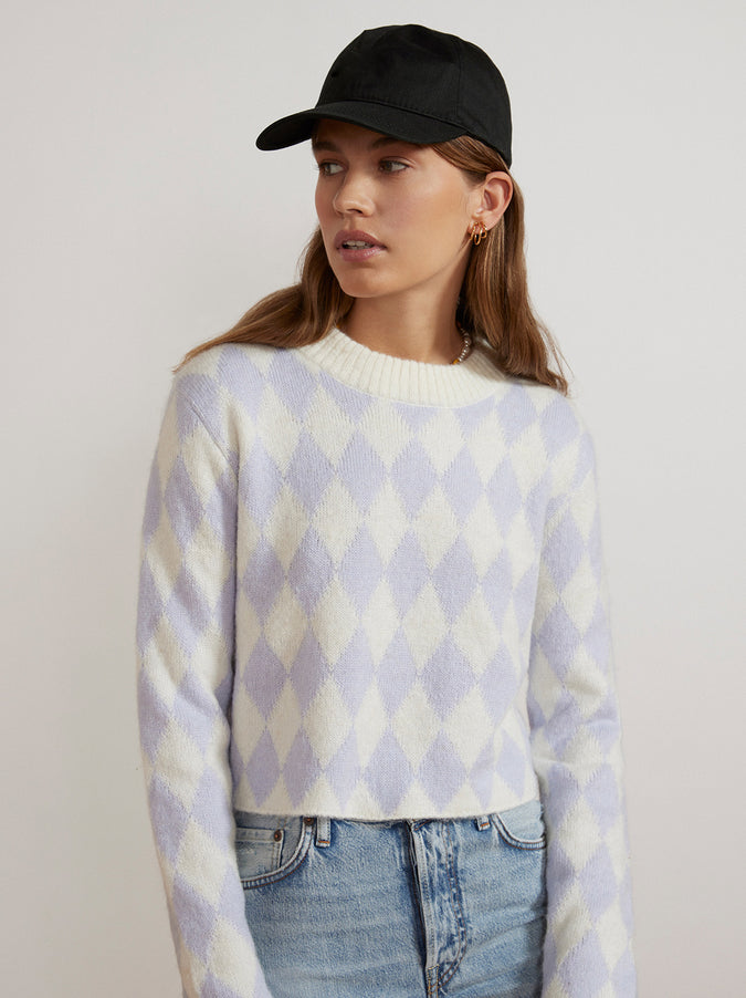 Rory Lilac Diamond Checker Sweater