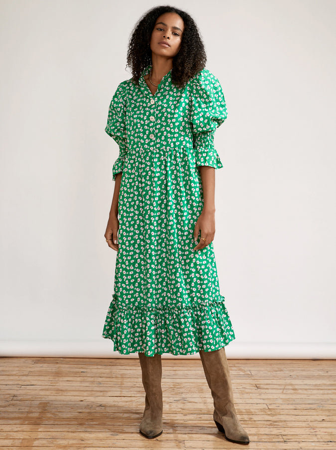 Rosie Green Floral Cotton Midi Dress by KITRI Studio