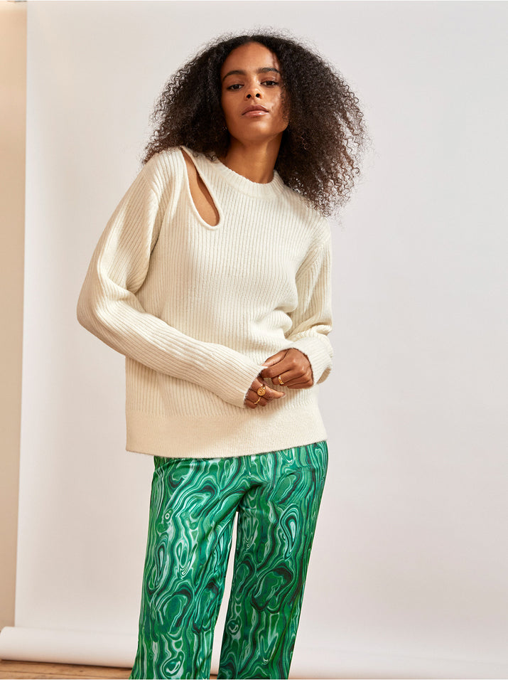 Simone Ivory Cutout Sweater by KITRI Studio