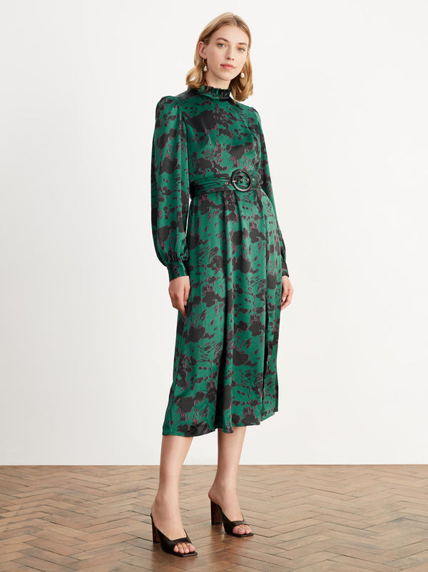 Suzanne Green Cow Print Midi Dress by KITRI Studio 
