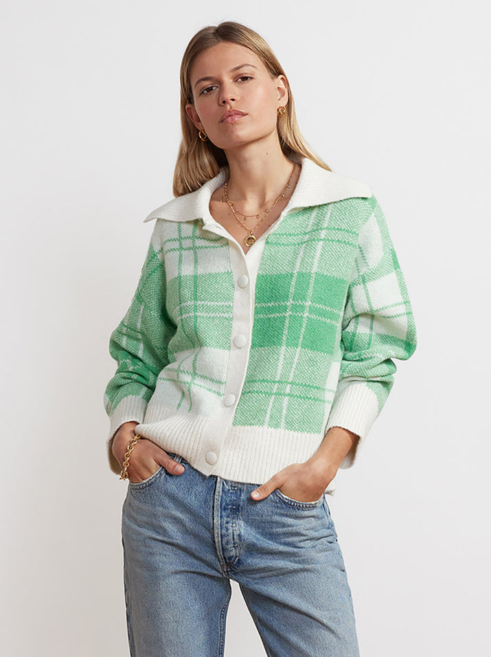 Tilly Green Check Cardigan by KITRI Studio