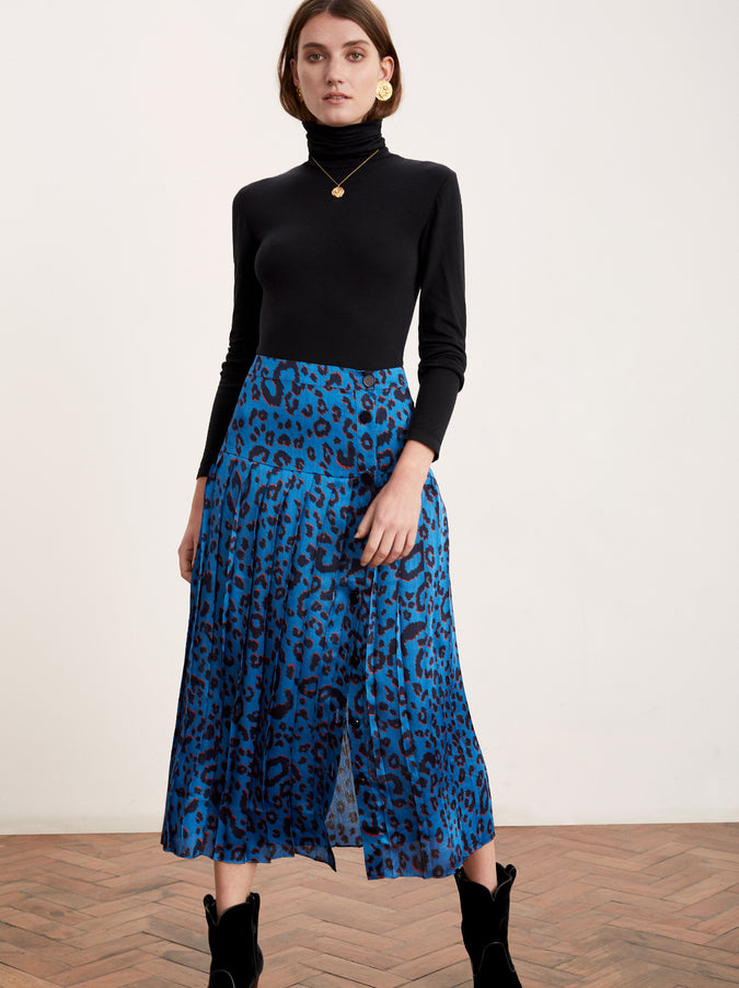 Tina Animal Print Pleated Midi Skirt | Women's Midi Skirts | KITRI