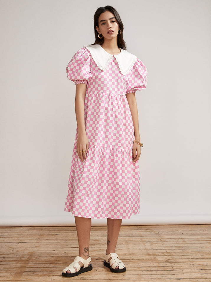 Tracy Pink Checker Dress by KITRI Studio