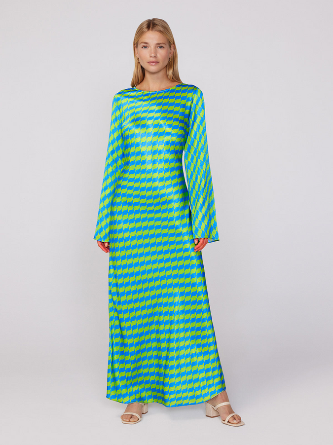 Keira Green Wavy Tile Maxi Dress